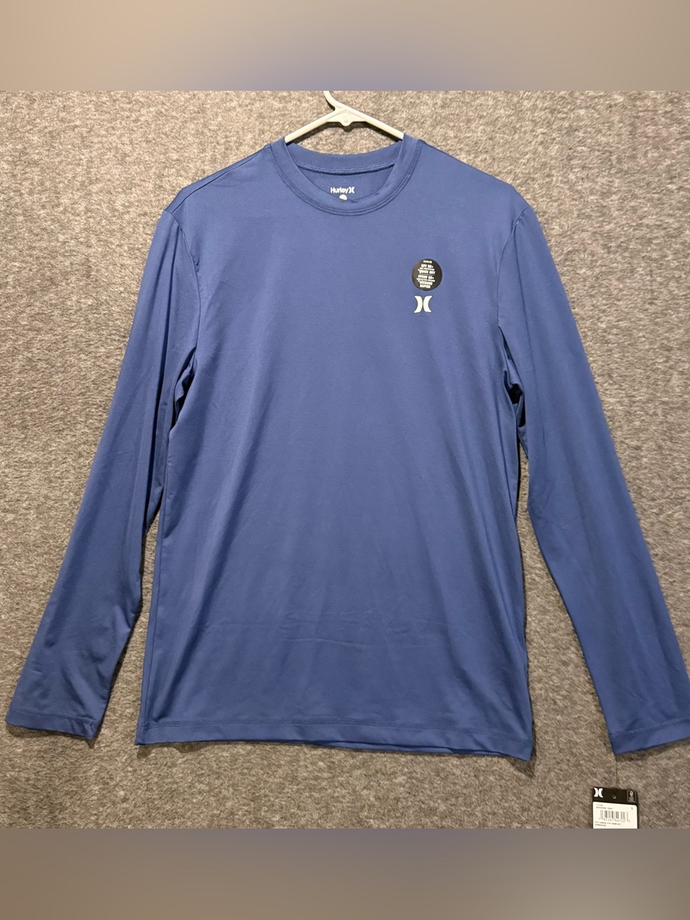Hurley Long Sleeve Swim Tee Shirt Mens S Blue UPF Quick Dry Performance Hybrid